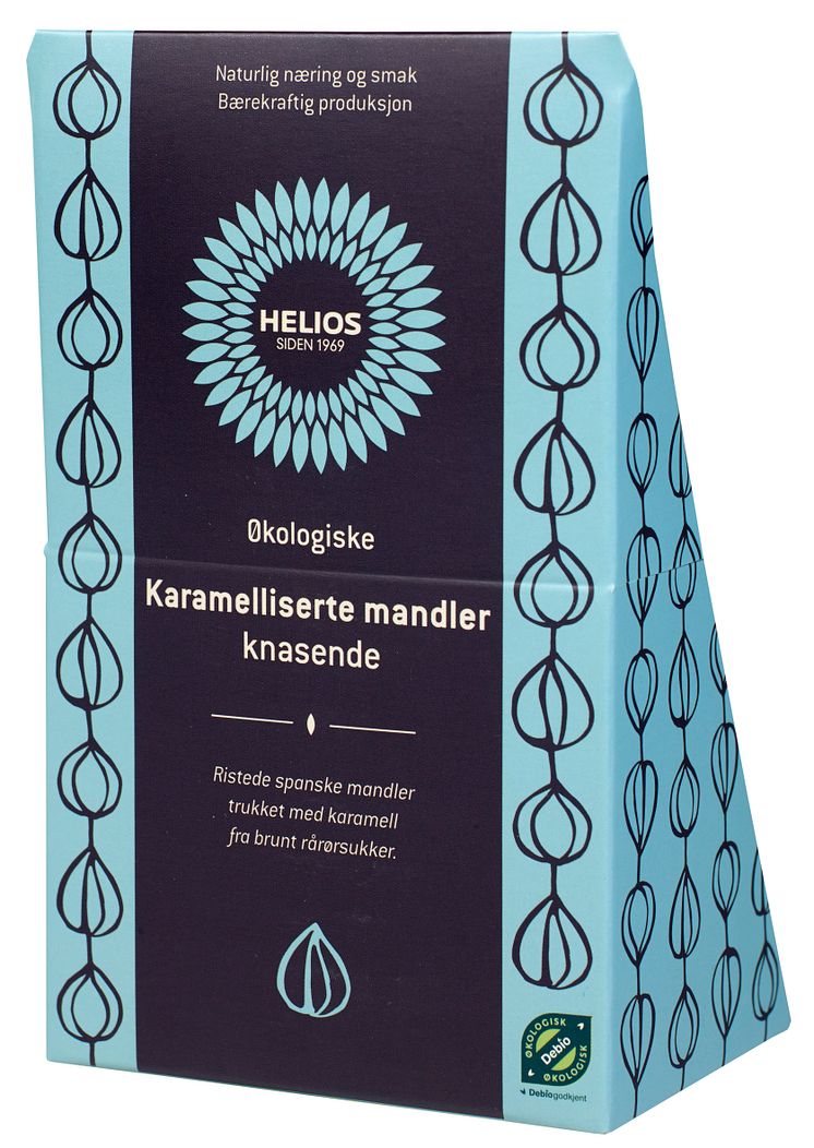 Helios karamelliserte mandler knasende økologisk 100 g