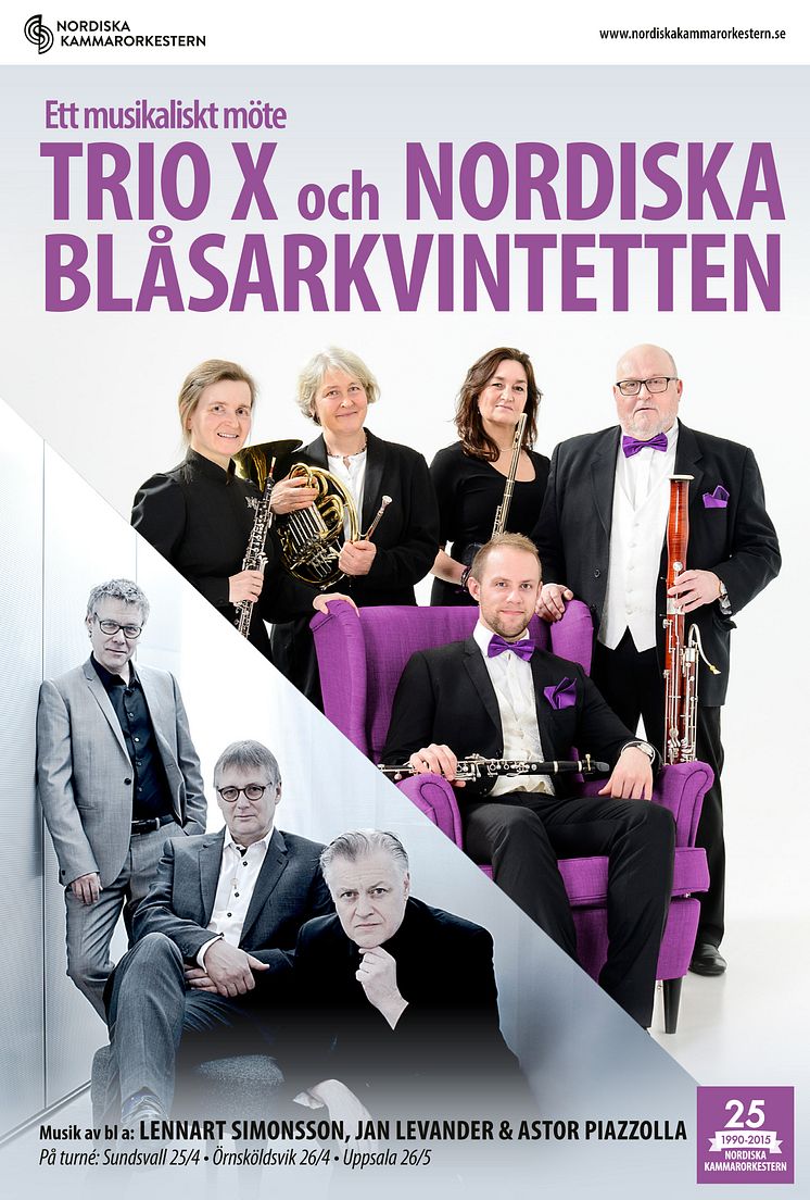Affisch - Trio X och Nordiska Blåsarkvintetten