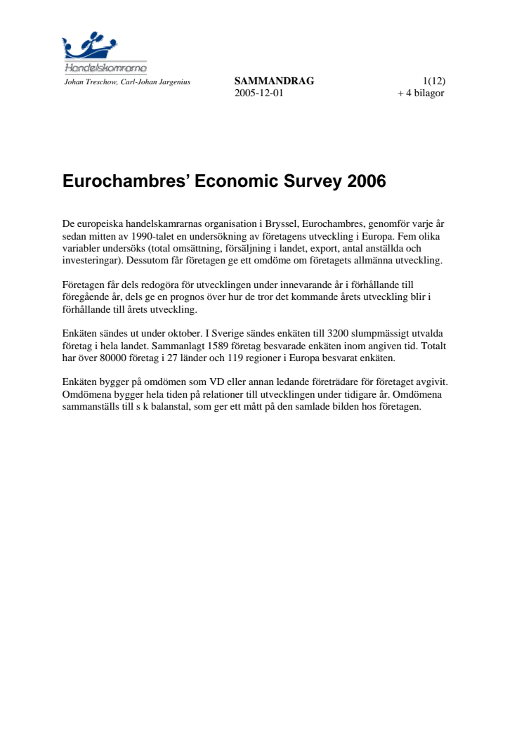 Eurochambres Economic Survey: Fortsatt god konjunktur i Sverige - men starkare framtidstro i Östeuropa