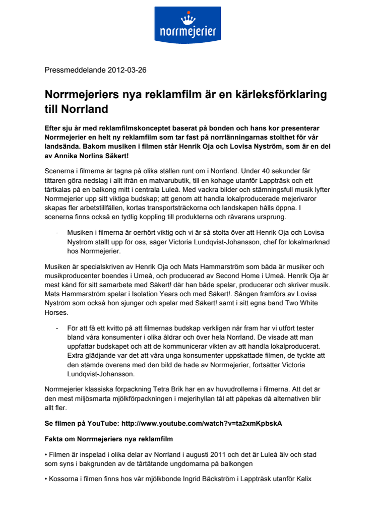 Norrmejeriers nya reklamfilm är en kärleksförklaring till Norrland