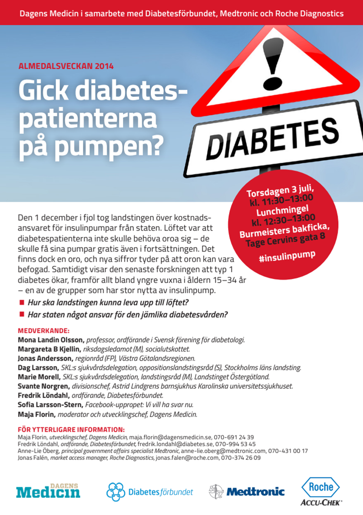 Gick diabetespatienterna på pumpen? - Inbjudan till seminarie på Almedalsveckan
