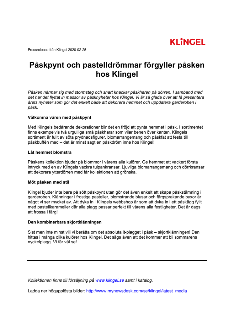 Påskpynt och pastelldrömmar förgyller påsken hos Klingel