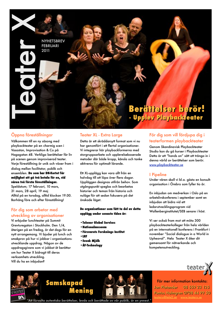 Nyhetsbrev Teater X feb 2011