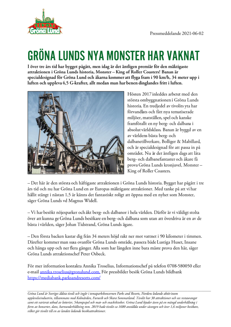 Gröna Lunds nya Monster har vaknat