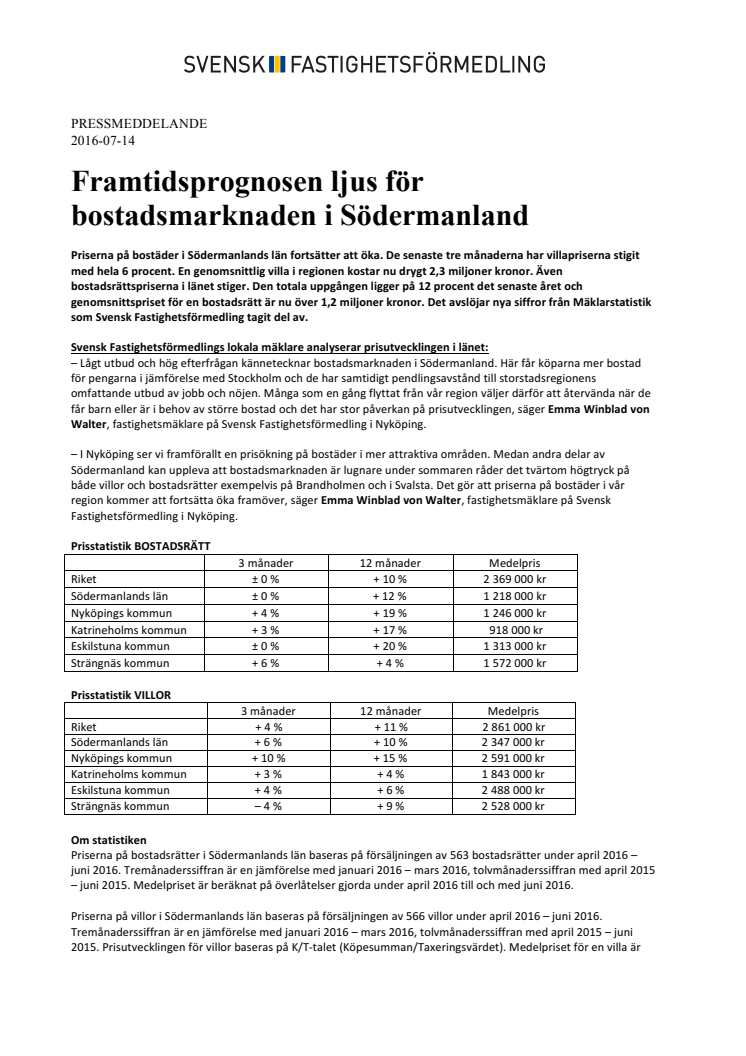 Framtidsprognosen ljus för bostadsmarknaden i Södermanland