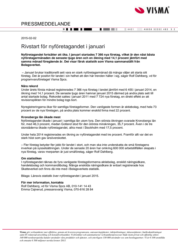 Rivstart för nyföretagandet i januari