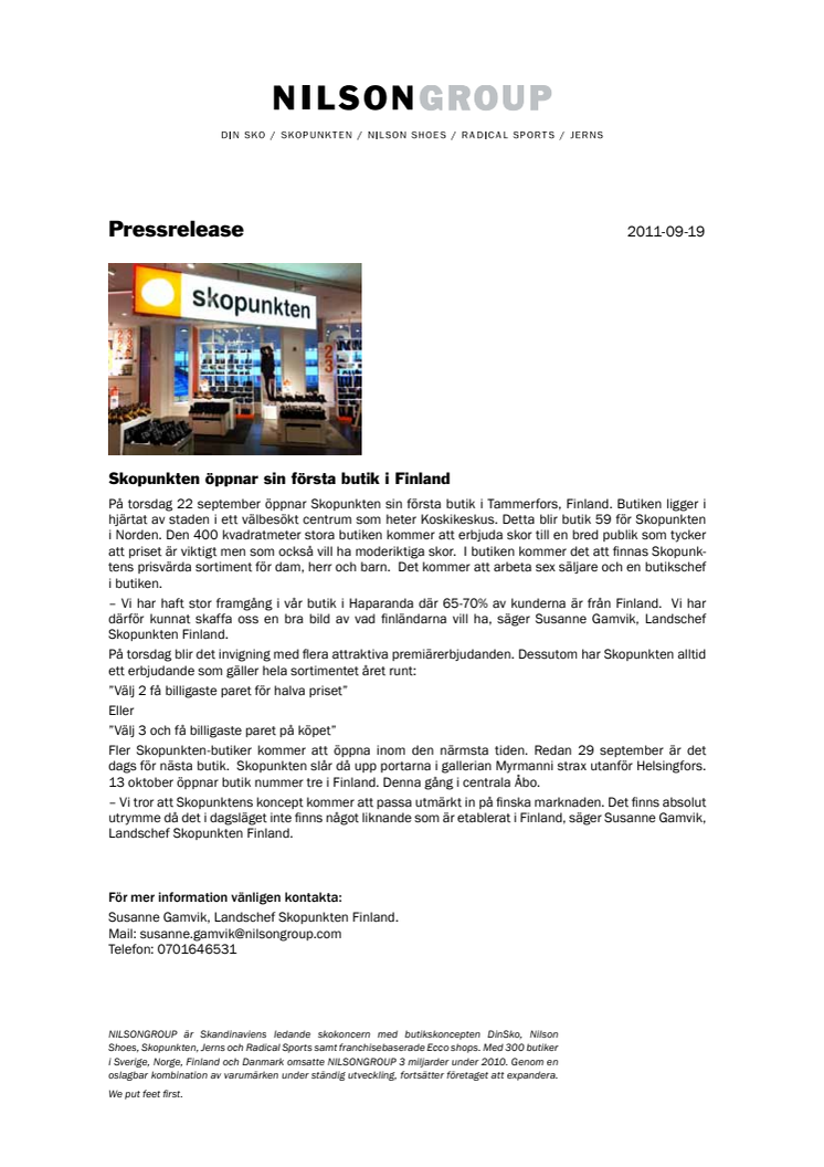 Skopunkten öppnar sin första butik i Finland