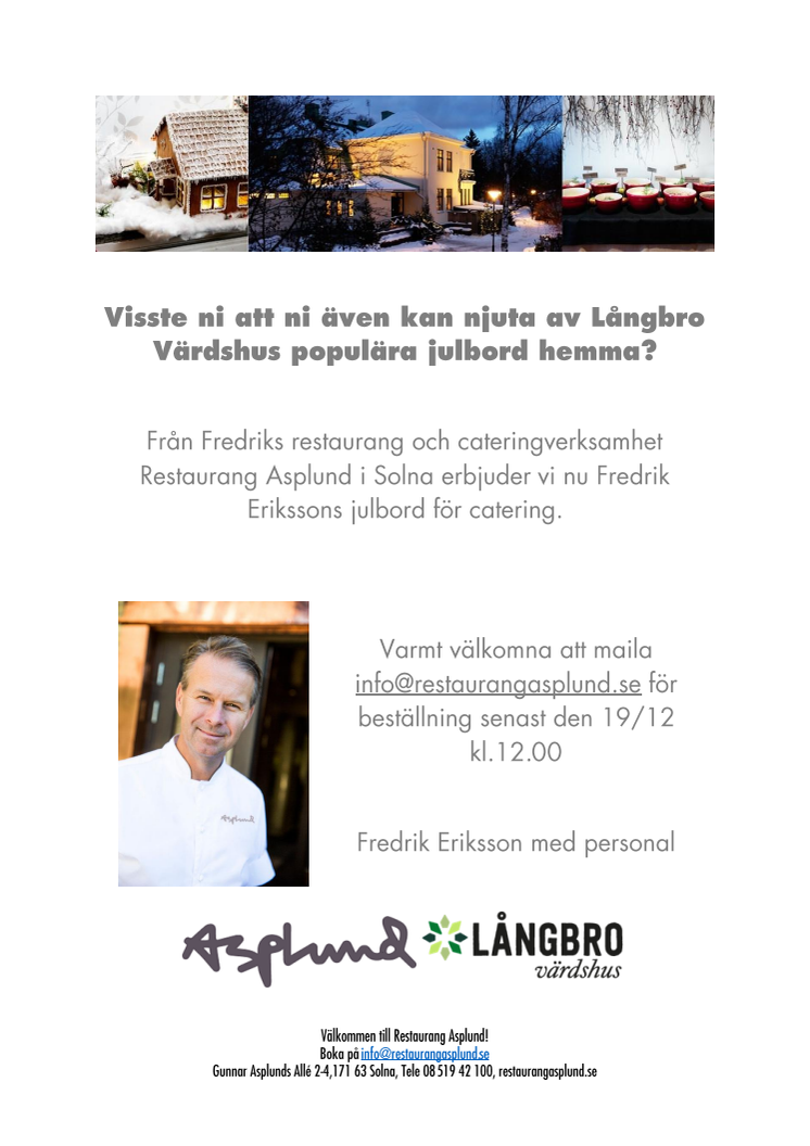 Njut av Långbro Värdshus julbord hemma