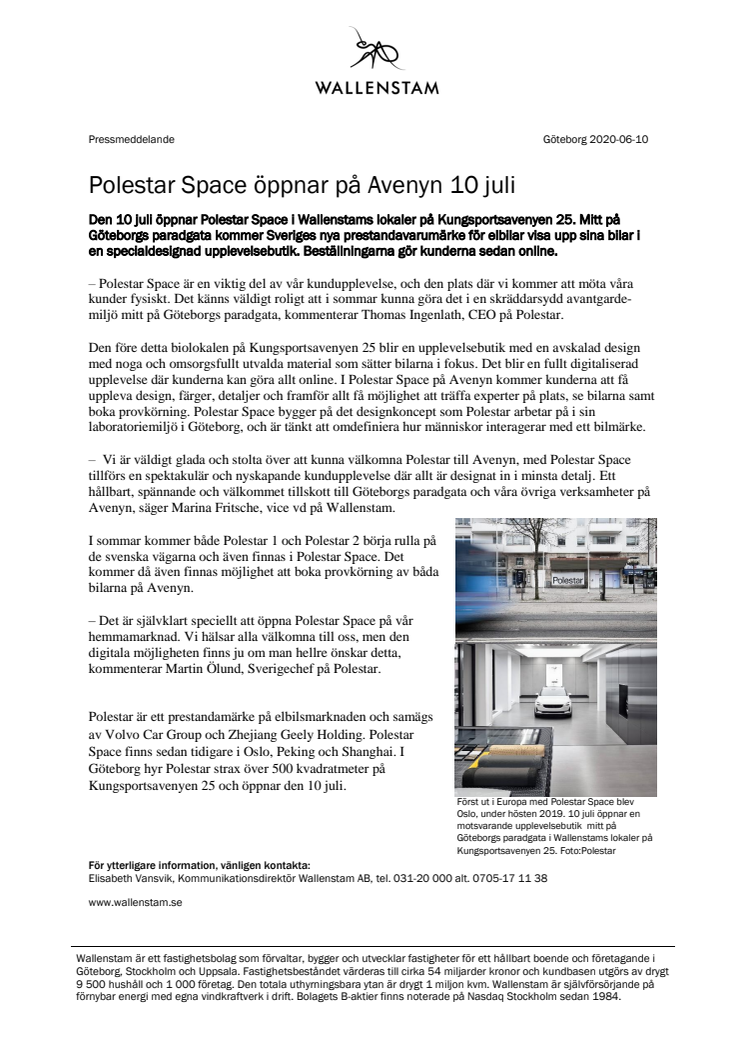 Polestar Space öppnar på Avenyn 10 juli