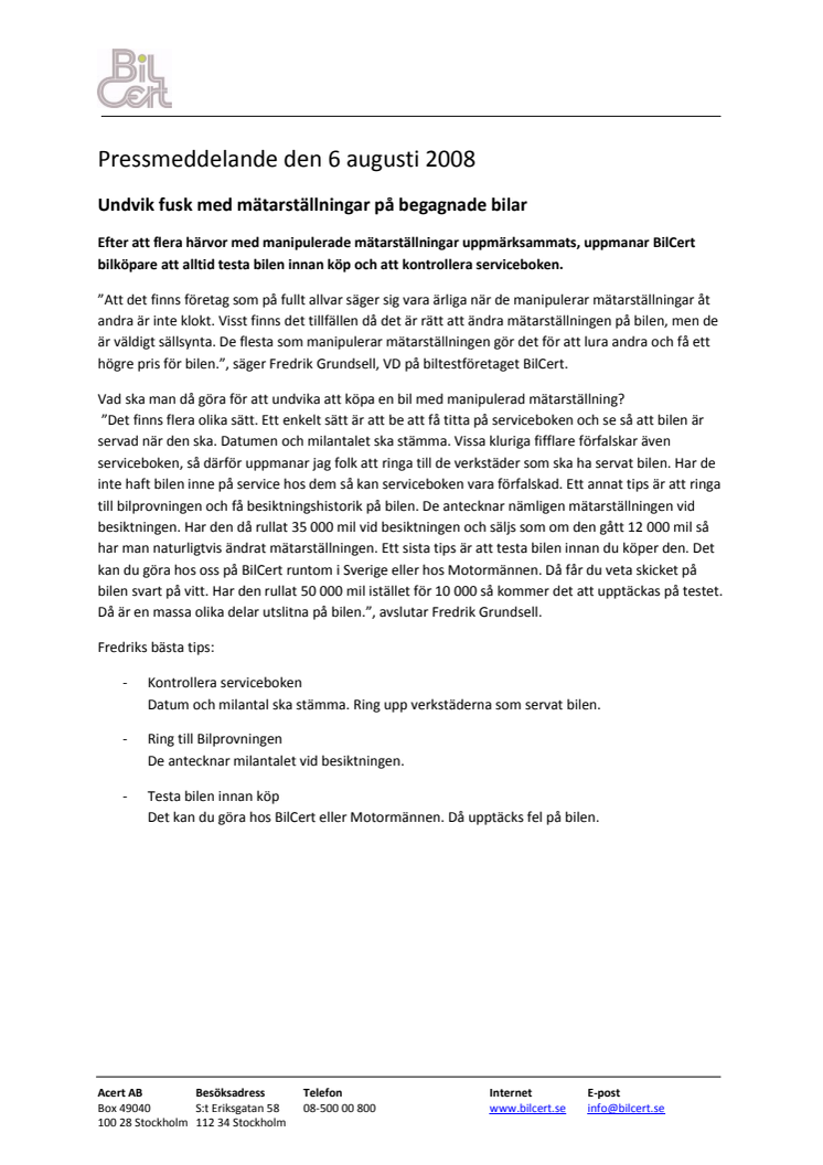 Undvik fusk med mätarställningar på begagnade bilar