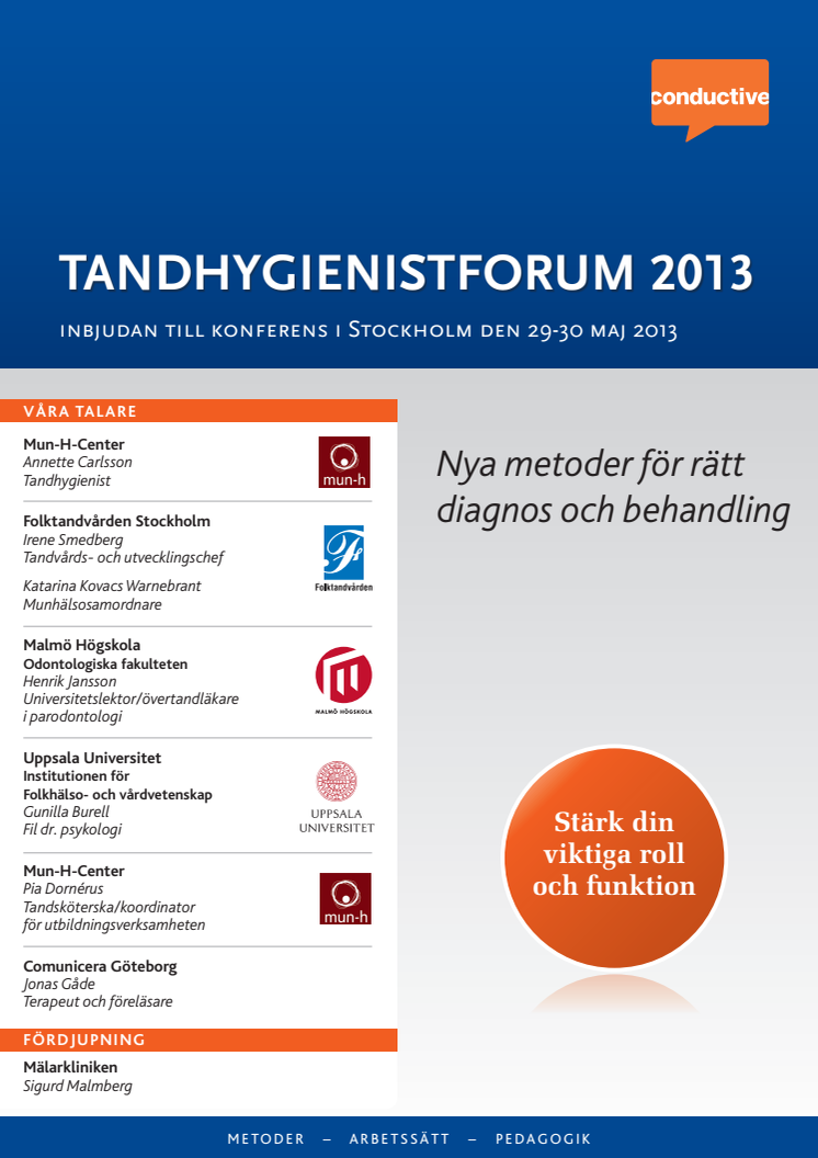 Tandhygienistforum 2013, konferens i Stockholm 29-30 maj 2013