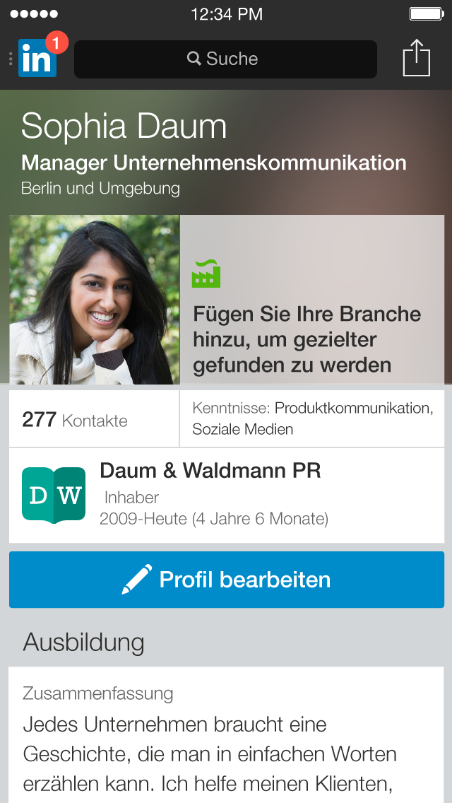 Linkedin optimiert Nutzerprofile für Mobilgeräte: iPhone App