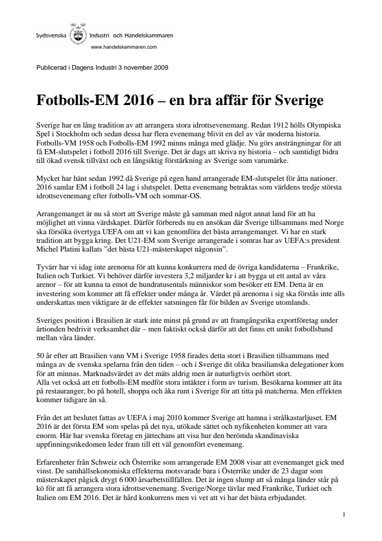 Fotbolls-EM 2016 – en bra affär för Sverige