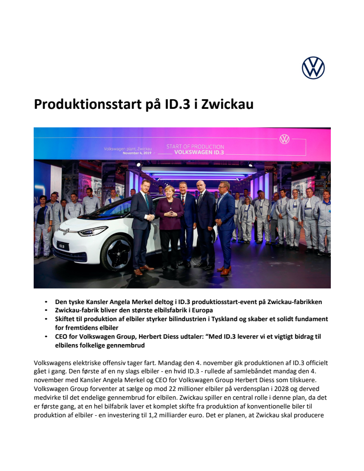 Produktionsstart på ID.3 i Zwickau
