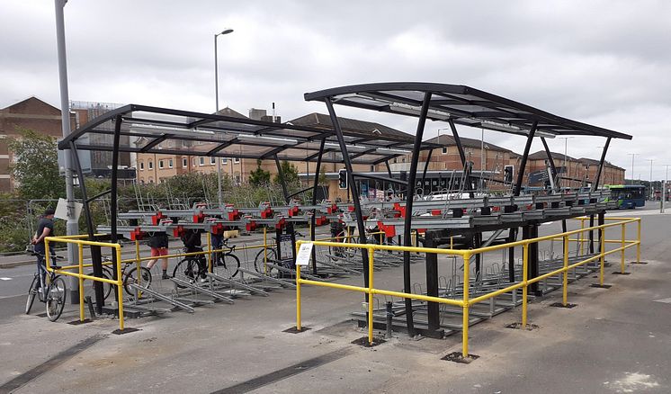 Luton station cycle parking: west side