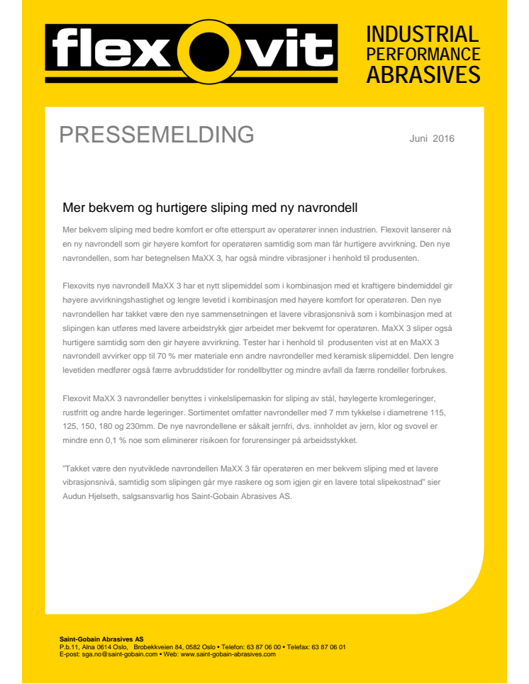 Mer bekvem og hurtigere sliping med ny navrondell