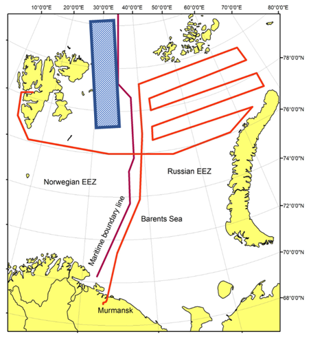 Route scientific cruise Russian waters