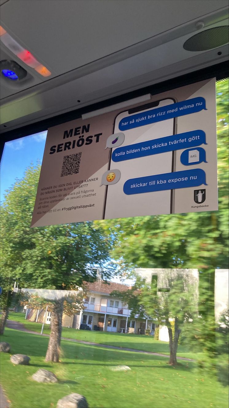 Buss-skylt MEN SERIÖST