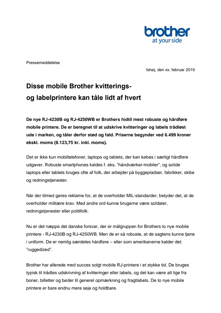 Disse mobile Brother kvitterings- og labelprintere kan tåle lidt af hvert 