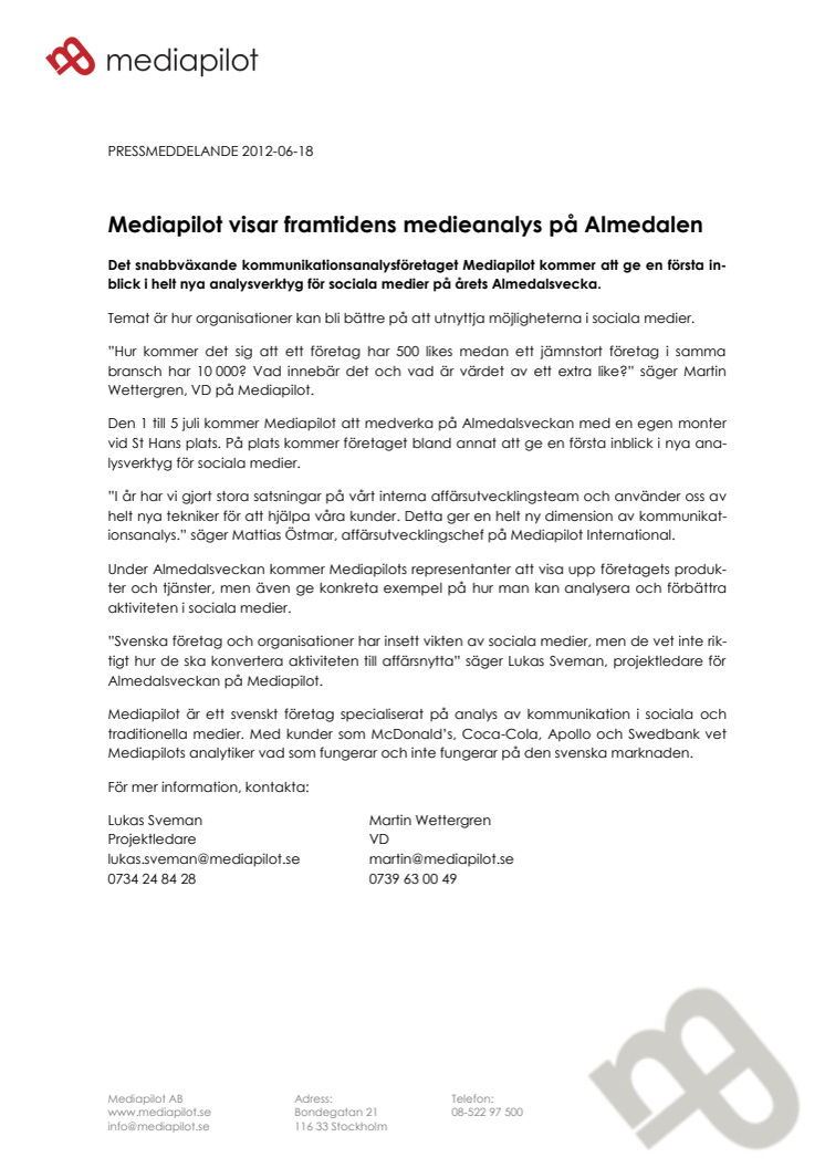 Mediapilot visar framtidens medieanalys på Almedalen