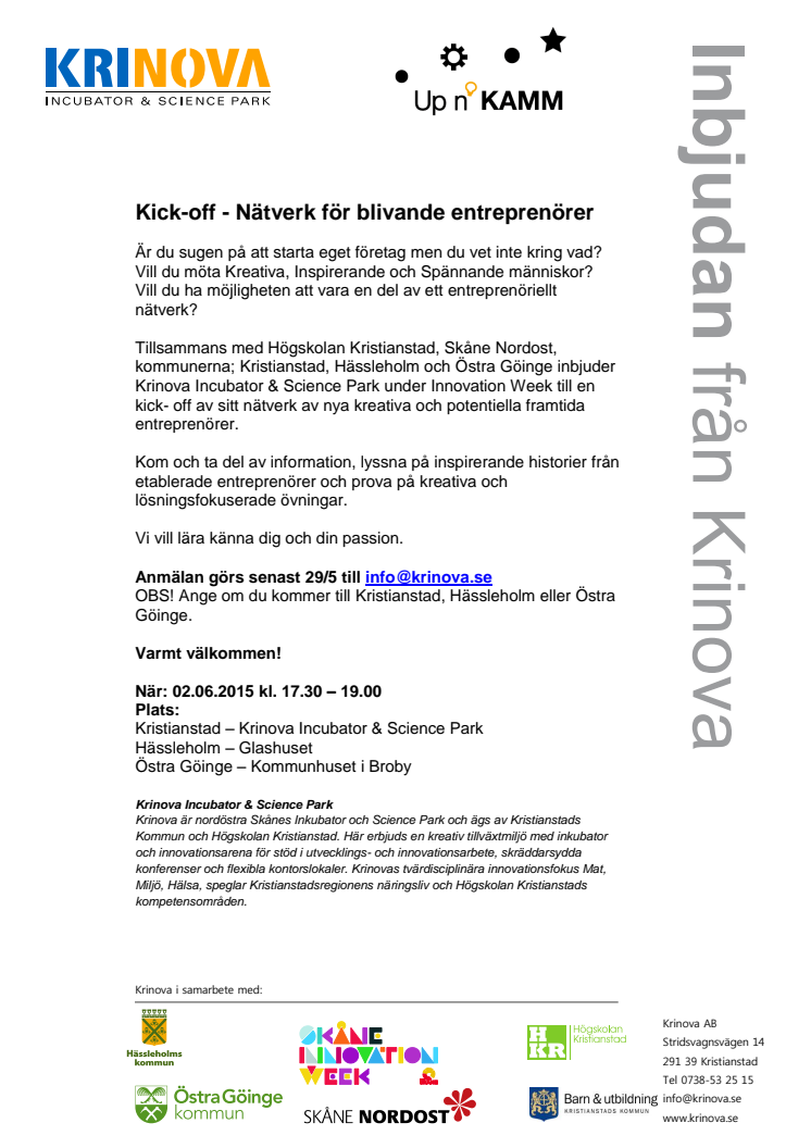 Kick-off för nytt entreprenöriellt nätverk 2 juni