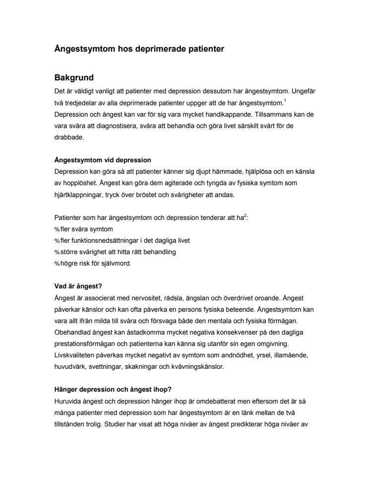 Ångestsymtom hos deprimerade patienter