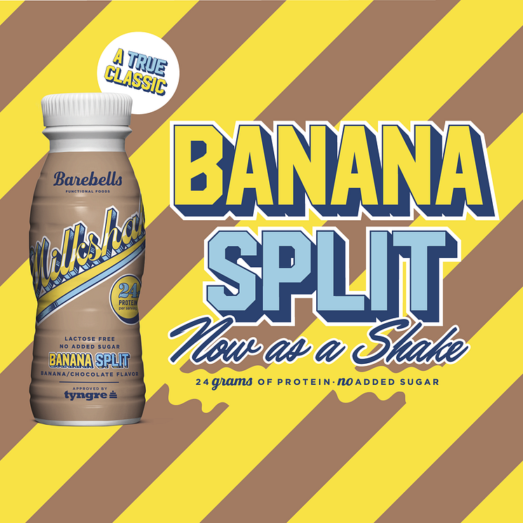 Barebells lanserar nyheten Banana Split Milkshake