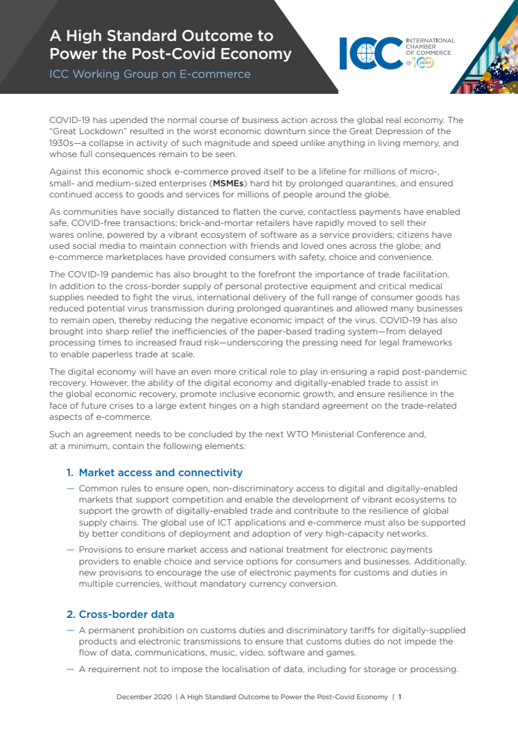 ICC: A High Standard Outcome to Power the Post-Covid Economy