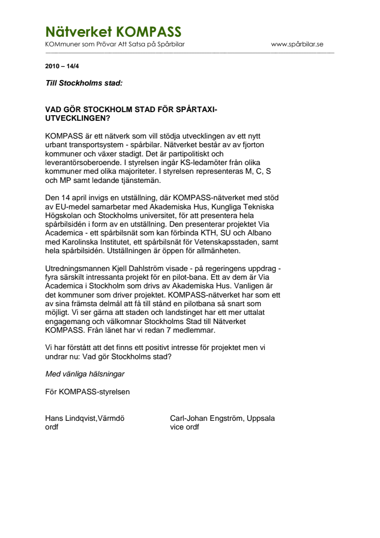 Vad gör Stockholms stad för spårtaxiutvecklingen?