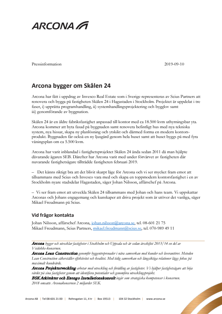 Arcona bygger om Skålen 24