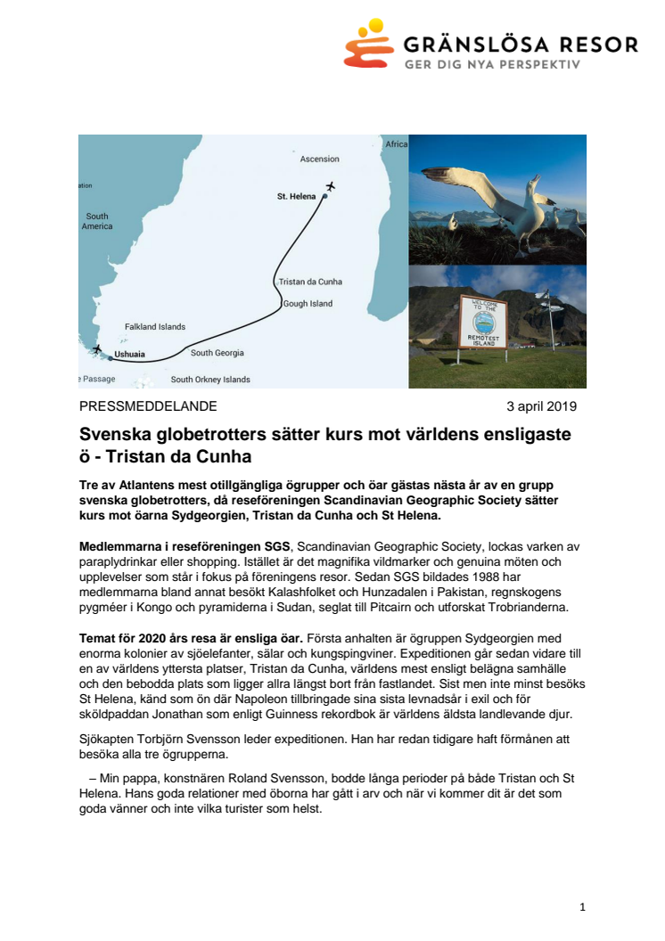 Svenska globetrotters sätter kurs mot världens ensligaste ö - Tristan da Cunha