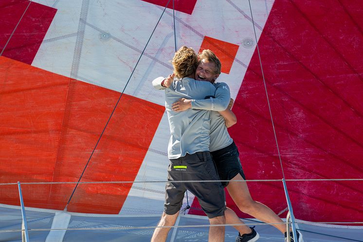 Pip Hare and Ysbrand Endt celebrate TJV finish