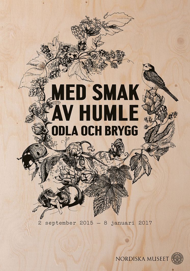 Utställningsaffisch: Med smak av humle - odla och brygg. Form: Åsa Andersson Broms.