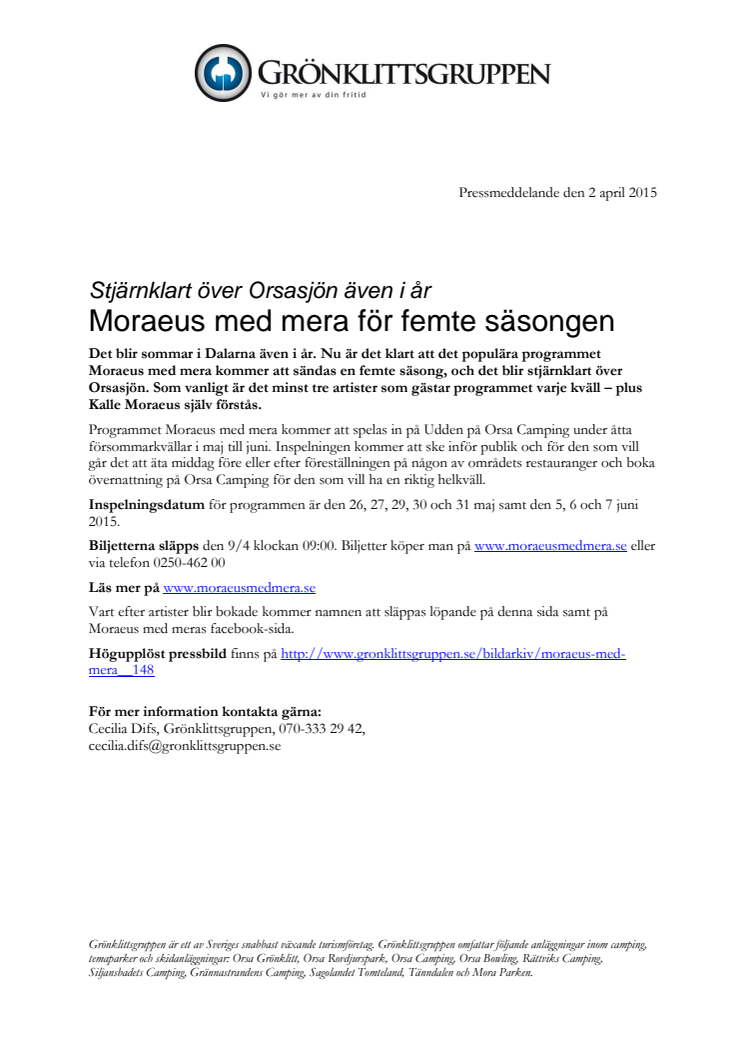 Moraeus med mera för femte säsongen