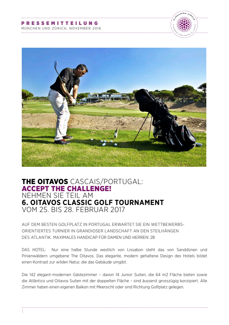 Accept the Challenge! Oitavos Classic Golf Tournament