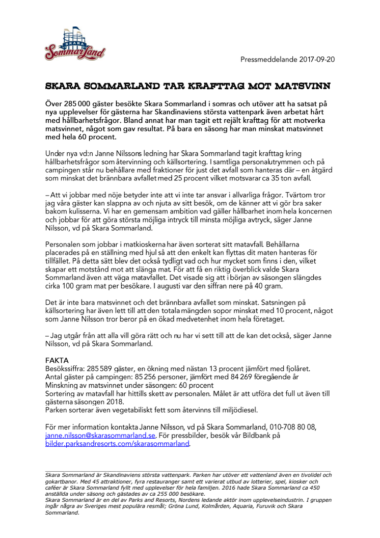 Skara Sommarland tar krafttag mot matsvinn
