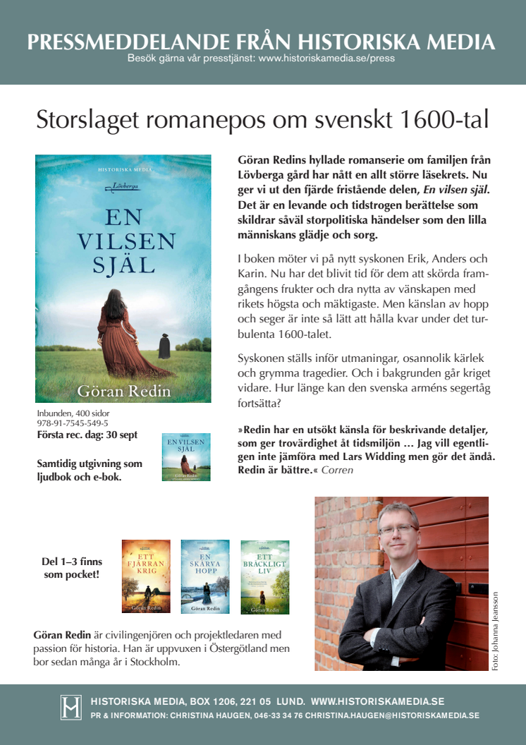 Storslaget romanepos om svenskt 1600-tal