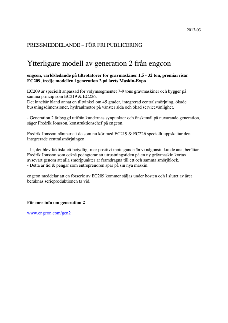 Ytterligare modell av generation 2 från engcon