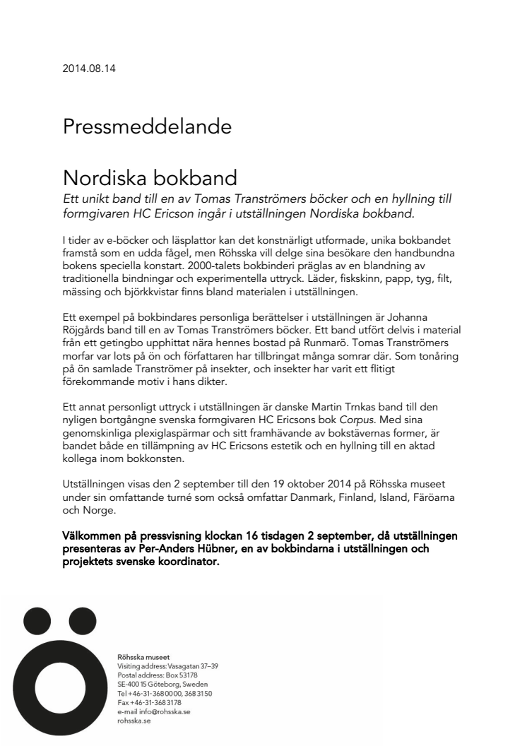 Pressinbjudan Nordiska bokband