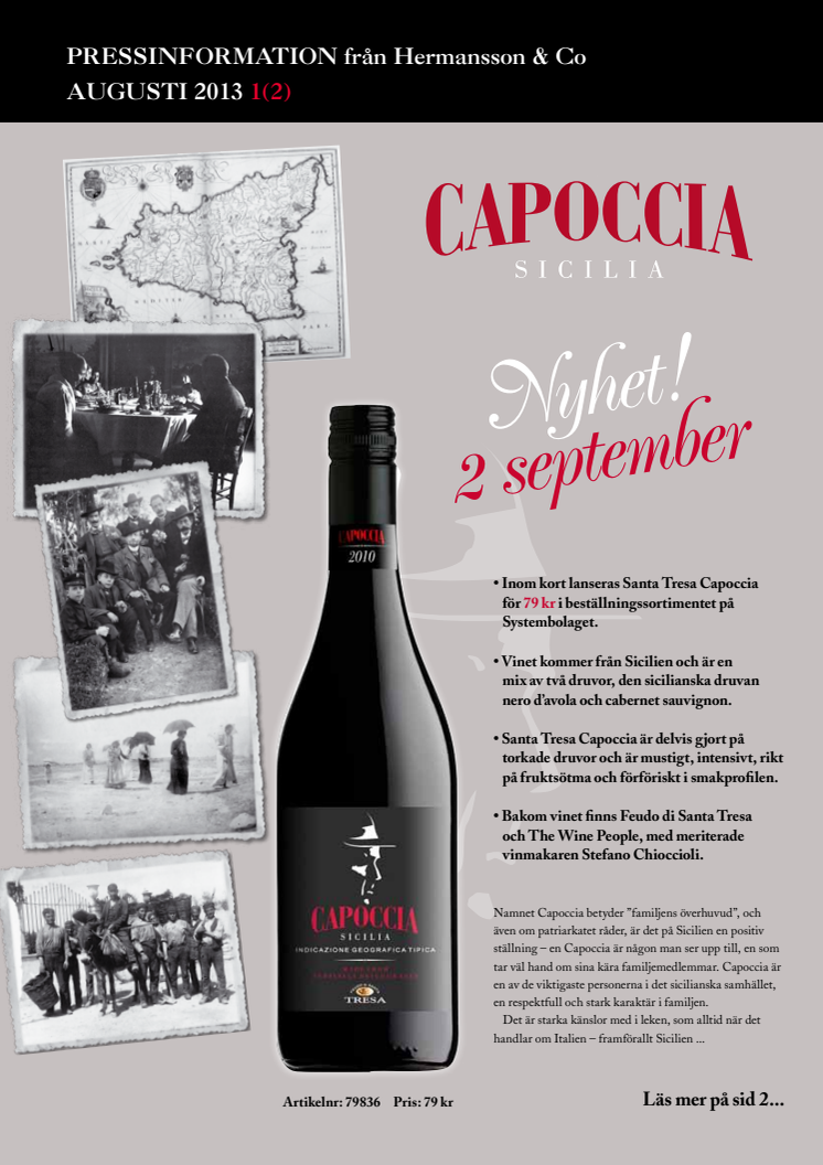 Santa Tresa Capoccia - nytt vin från Sicilien!
