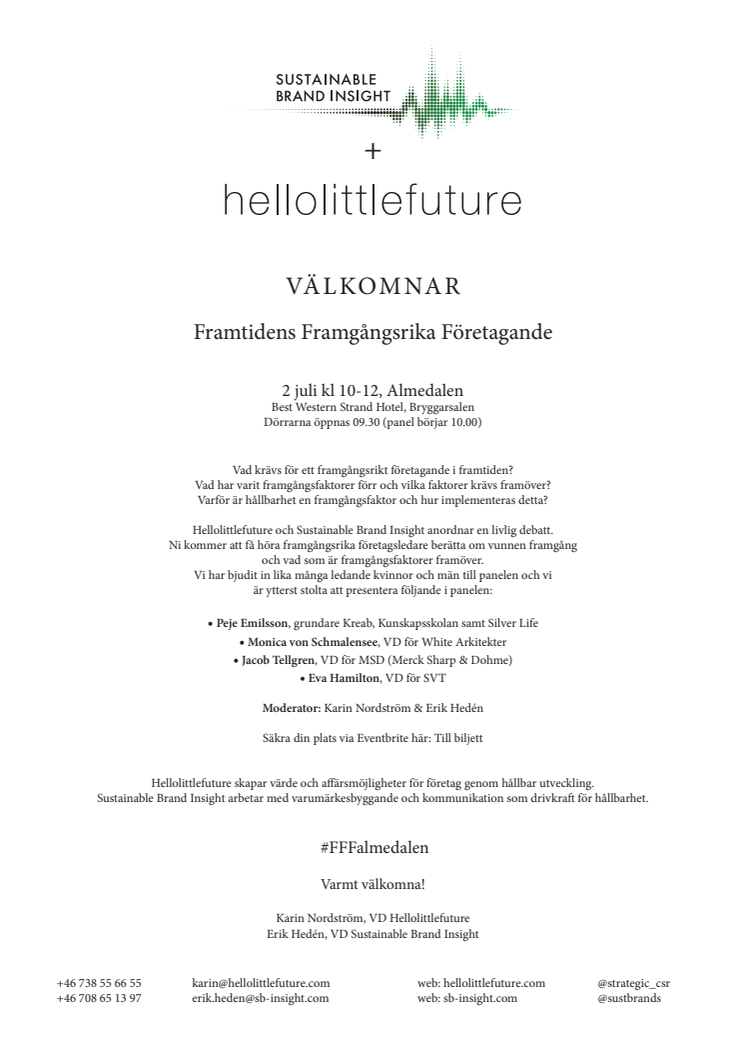 Inbjudan till Framtiden Framgångsrika Företagande Almedalen 2014
