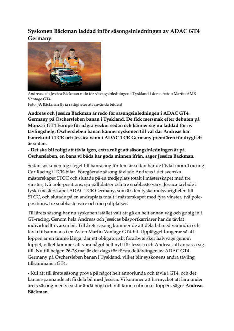 230525 SWE Pressrelease, ADAC GT4 Germany Oschersleben.pdf