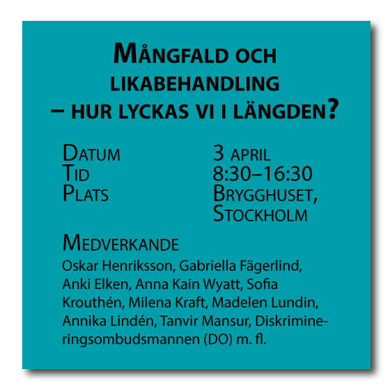 Information om konferensen Mångfald och likabehandling - hur lyckas vi i längden