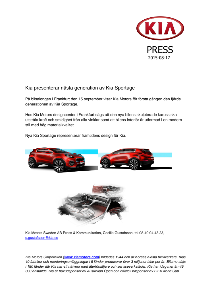 Kia presenterar nästa generation av Kia Sportage