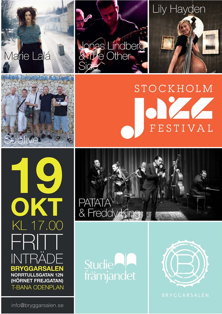 Affisch till Stockholm Jazz i Bryggarsalen 19 oktober 2014