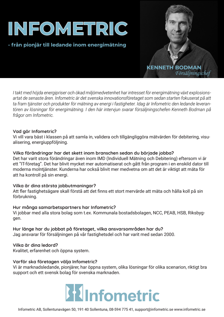  Från pionjär till ledande inom energimätning - Infometric