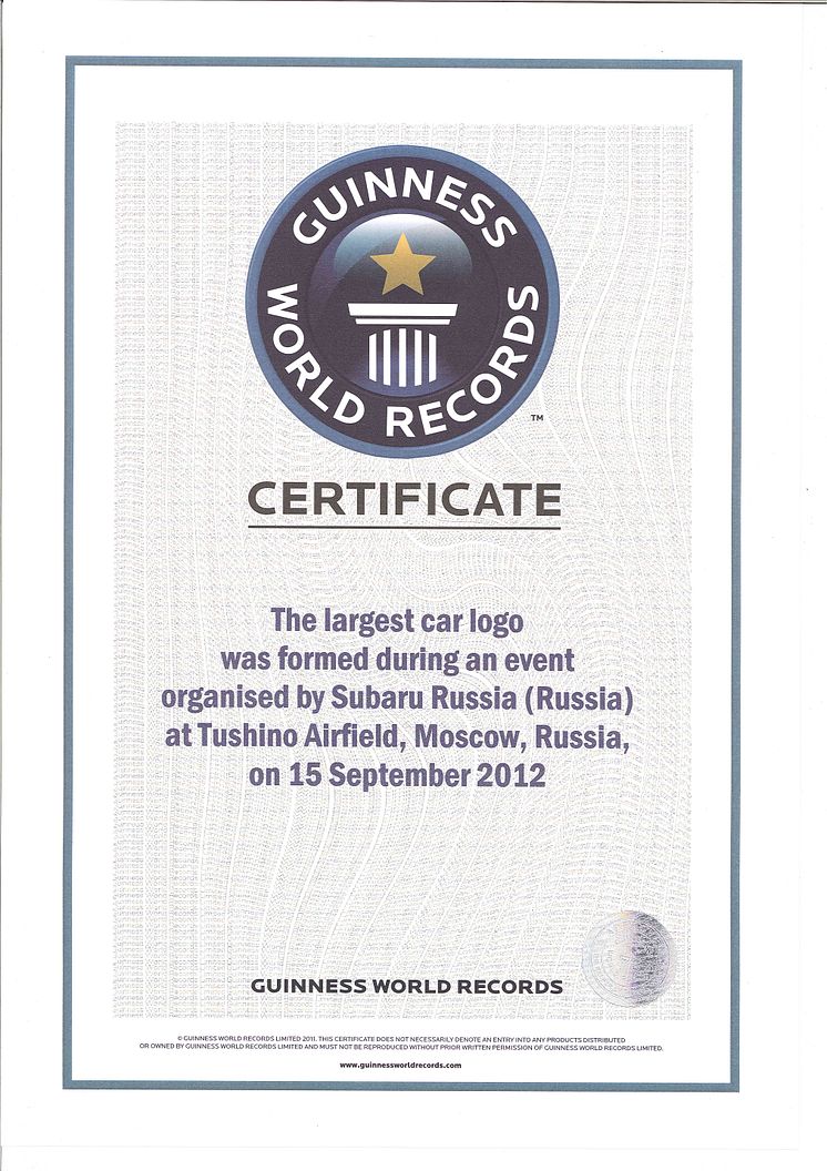 Subaru i Guinness Rekordbok