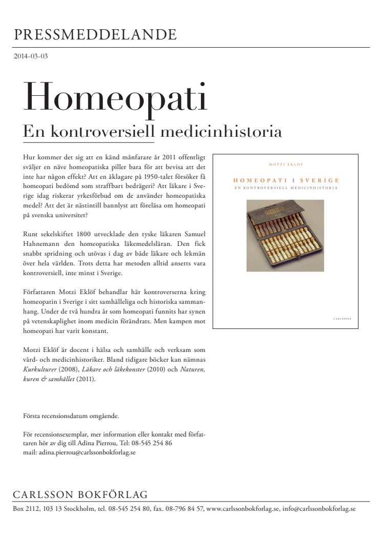 Homeopati – En kontroversiell medicinhistoria
