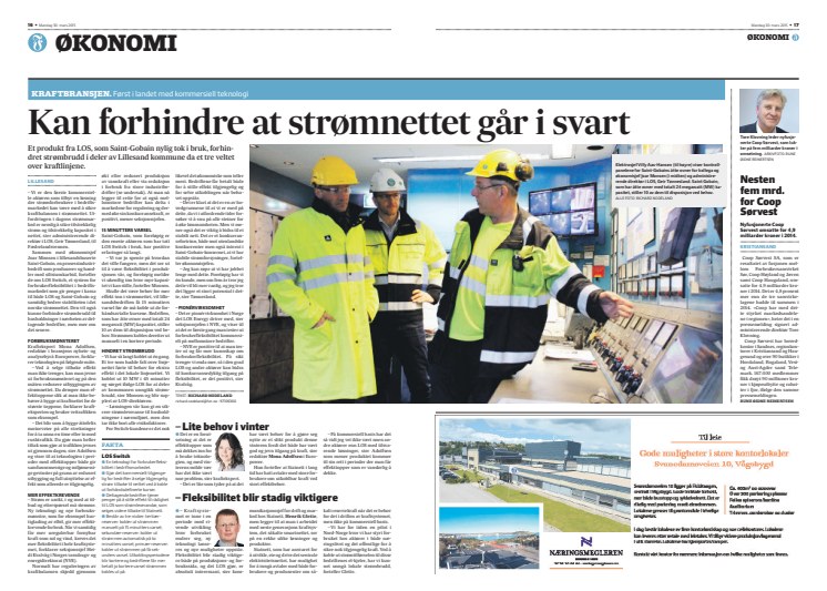 Presseklipp fra Fædrelandsvennen 30.03.2015 - Kan forhindre at strømnettet går i svart