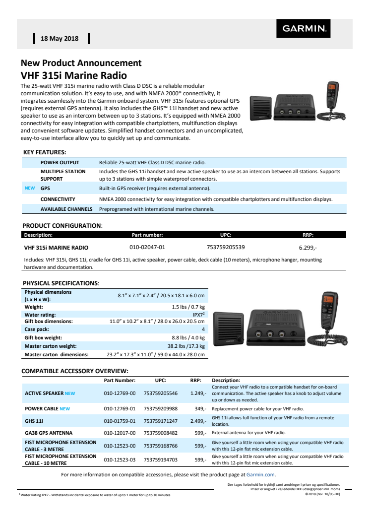 VHF 315i Marine Radio